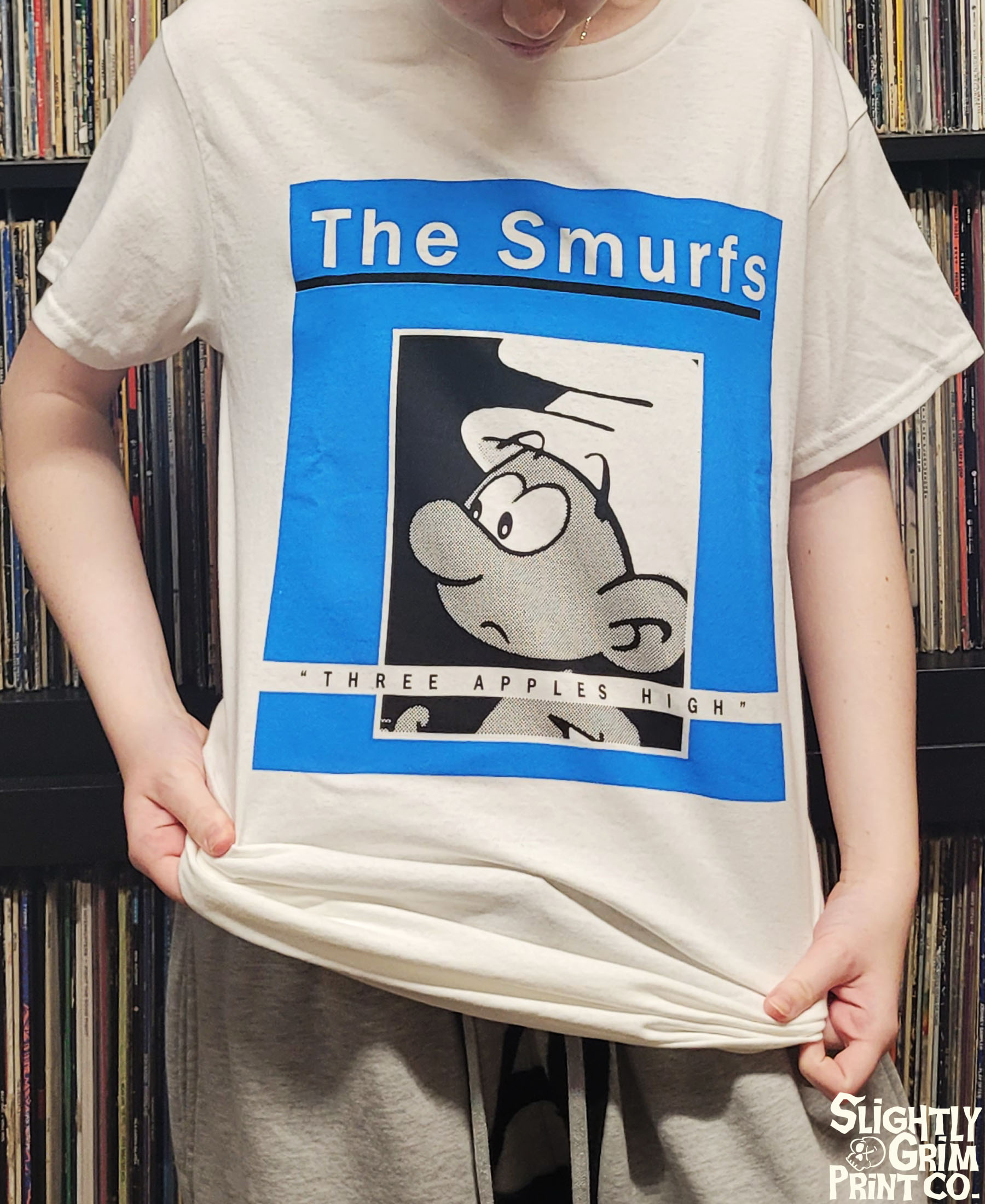 The Smurfs/Smiths shirt.